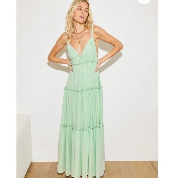 Lulus Mint Tired Ruffle Maxi Dress XS - Picture 1 of 12